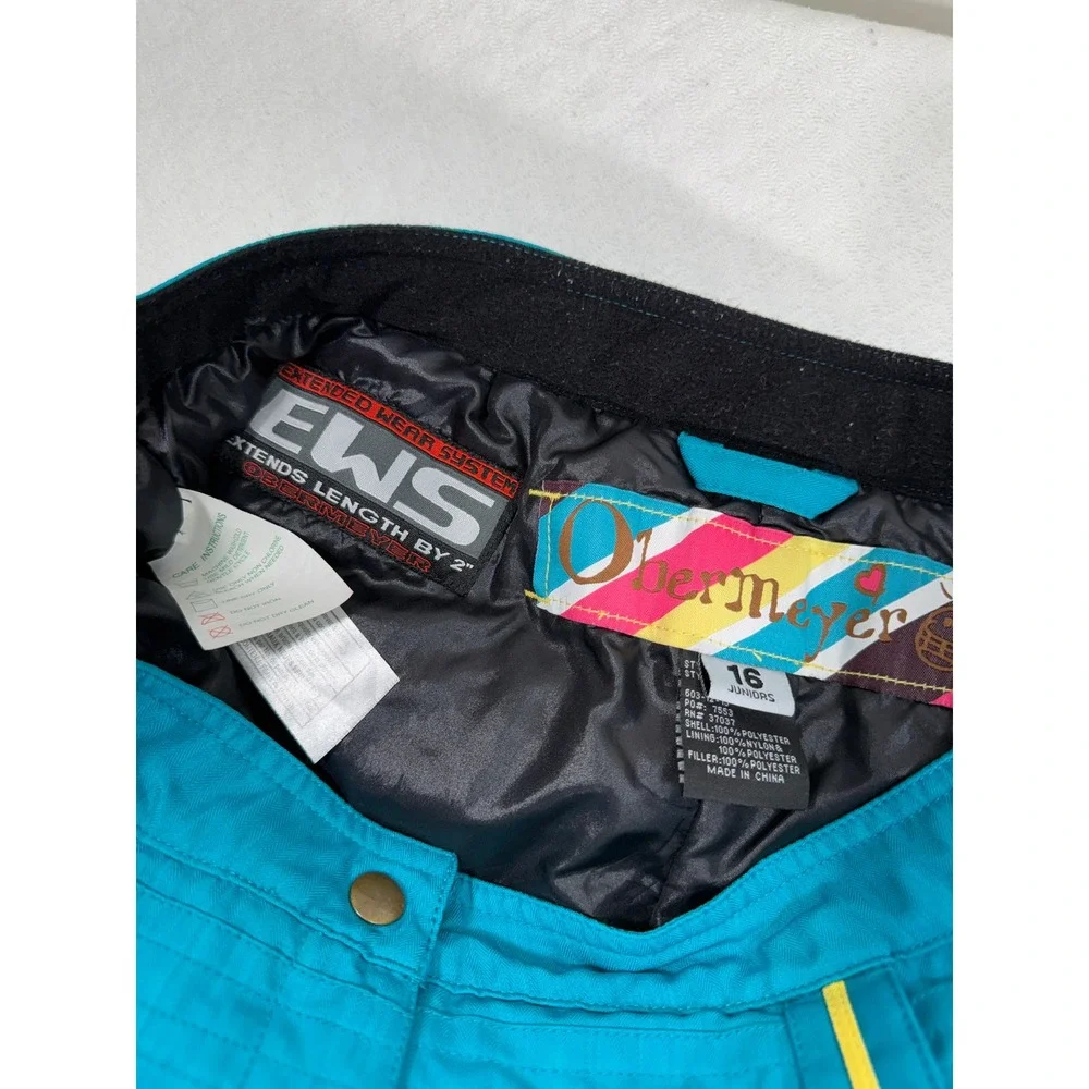 Obermeyer Twilight Pant Juniors 16 Snow Pants Turquoise Snow Skiing Outdoor EUC